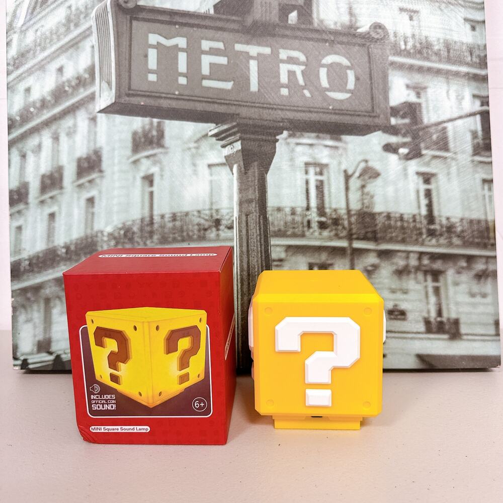 Mario Question Block Night Light, Tap Activated with Game Sound Effects